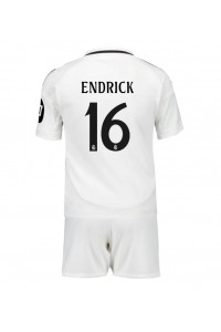 Fotbalové Dres Real Madrid Endrick #16 Dětské Domácí Oblečení 2024-25 Krátký Rukáv (+ trenýrky)